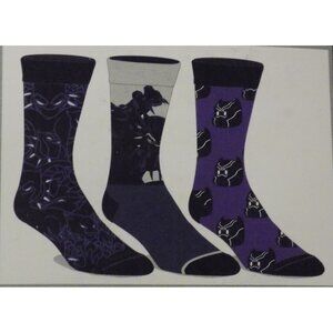 Marvel Black Panther 3 Pair Multi-Design Mid-Calf Crew Socks Mens Size 8-12